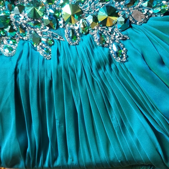 Strapless Sweatheart Gown Tiffany Designs Dress Size 4 Turquoise Teal - Picture 9 of 12